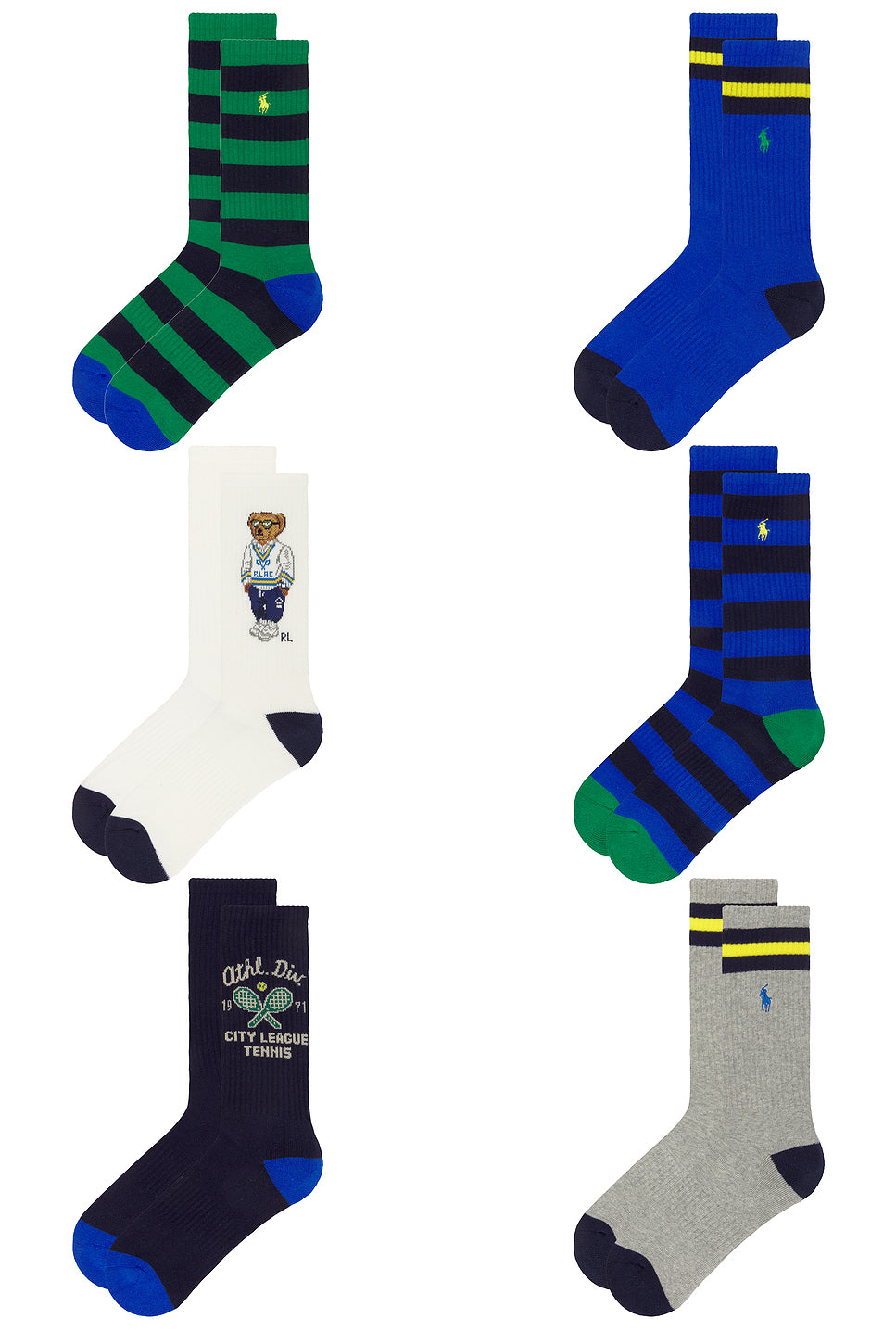 Polo Athletic Bear Socks 6-Pack