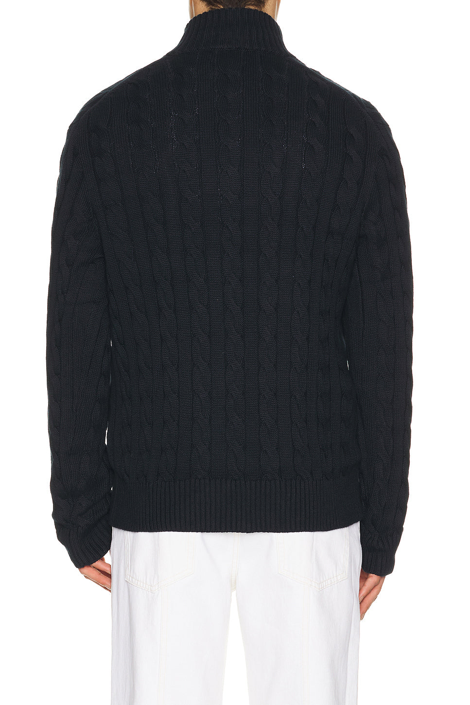Long Sleeve Cotton Cable Knit 1/2 Zip Sweater