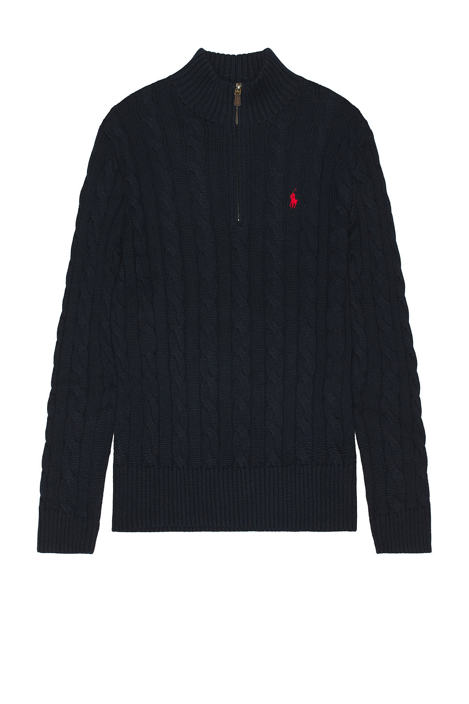 Long Sleeve Cotton Cable Knit 1/2 Zip Sweater