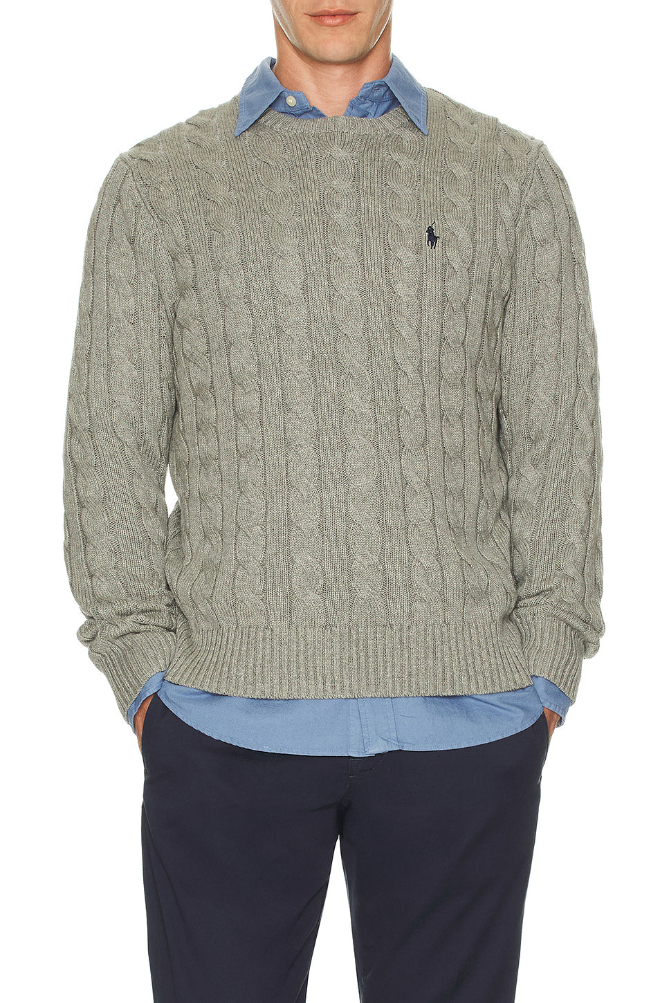 Cotton Cable Knit Crewneck Sweater