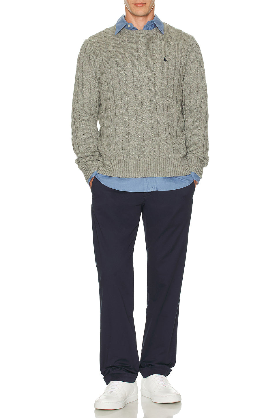 Cotton Cable Knit Crewneck Sweater