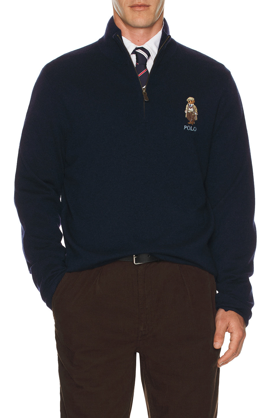 Lex Merino Wool Novelty Bear 1/2 Zip Sweater