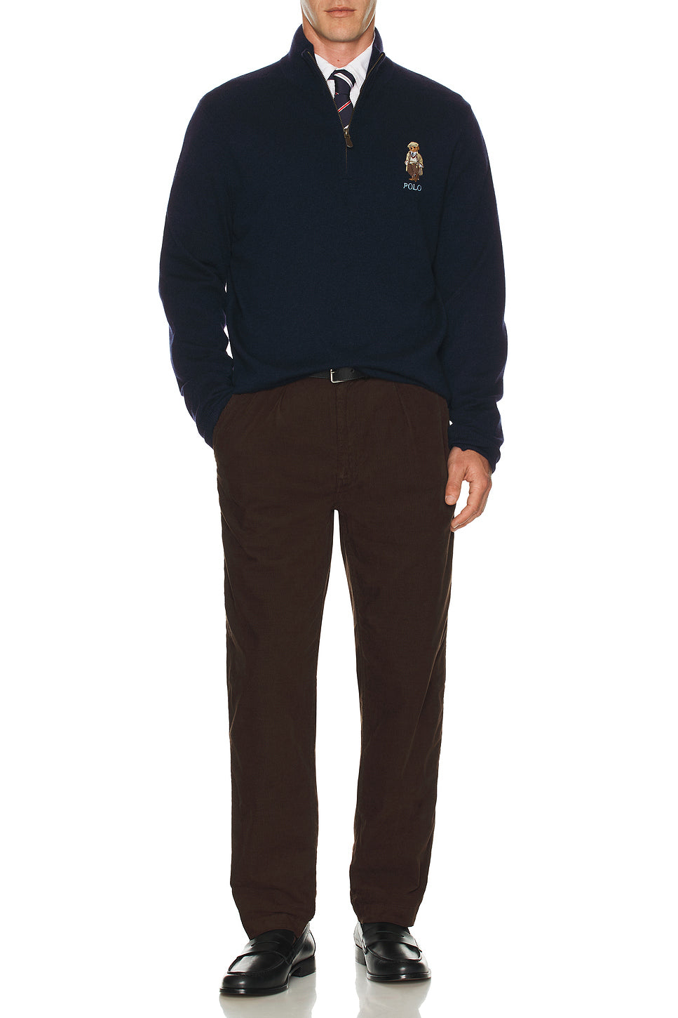 Lex Merino Wool Novelty Bear 1/2 Zip Sweater