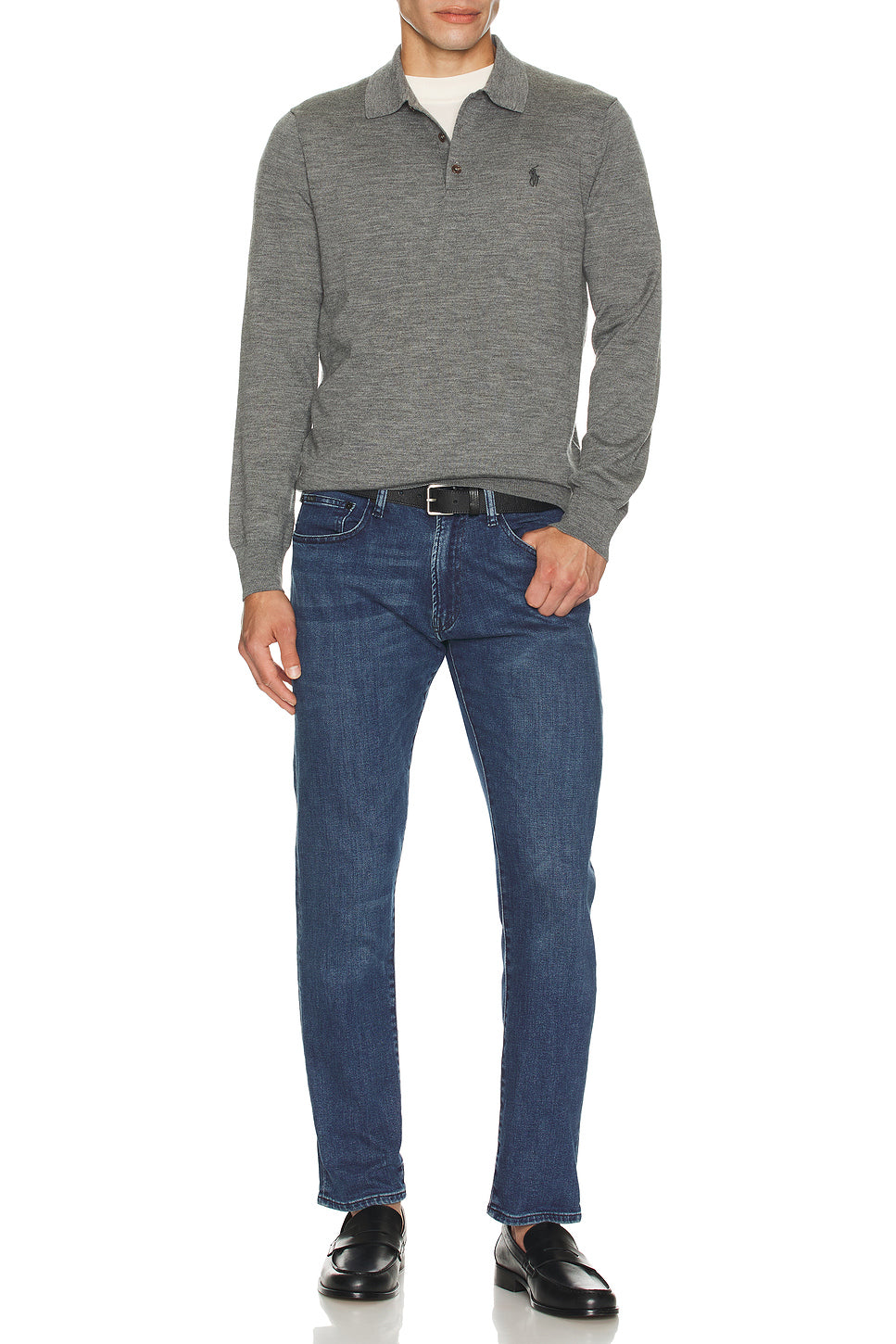 Merino Wool Button Placket Polo Sweater