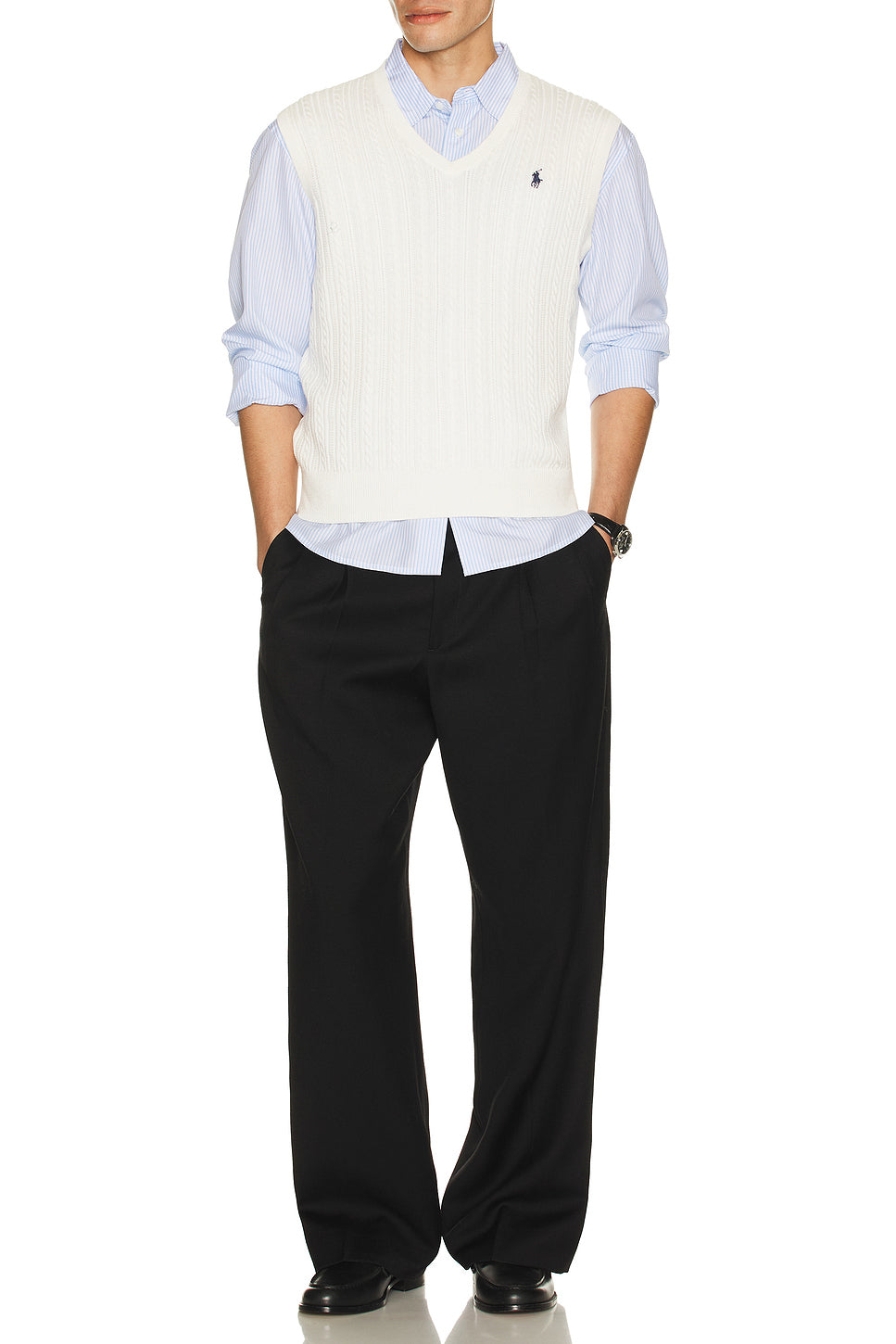 Sleeveless Featherweight Cable Knit V-Neck Sweater Vest