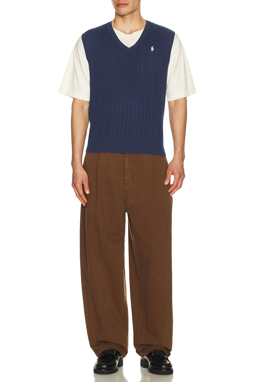 Sleeveless Featherweight Cable Knit V-Neck Sweater Vest