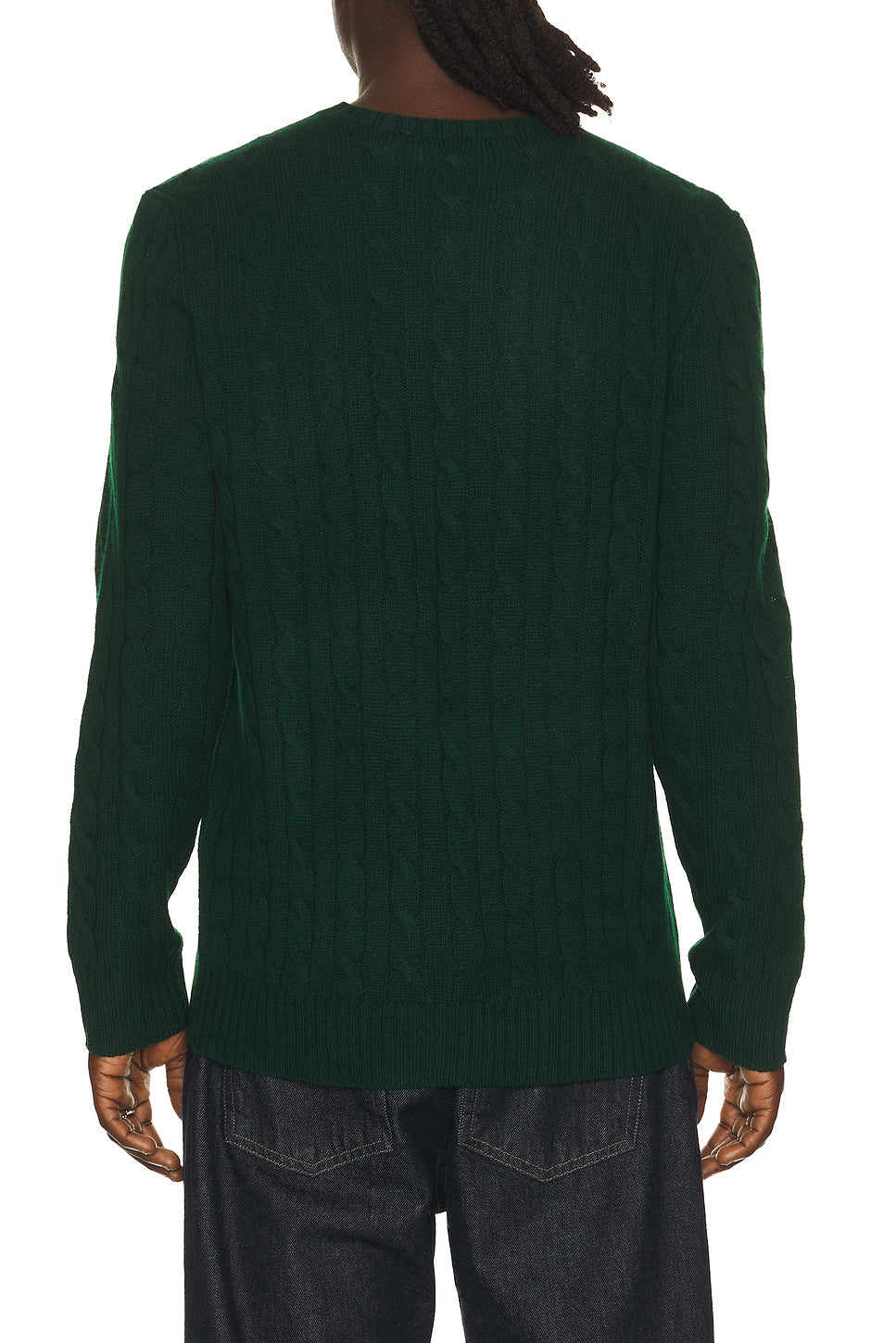 Long Sleeve Wool Cashmere Cable Knit Crewneck Sweater