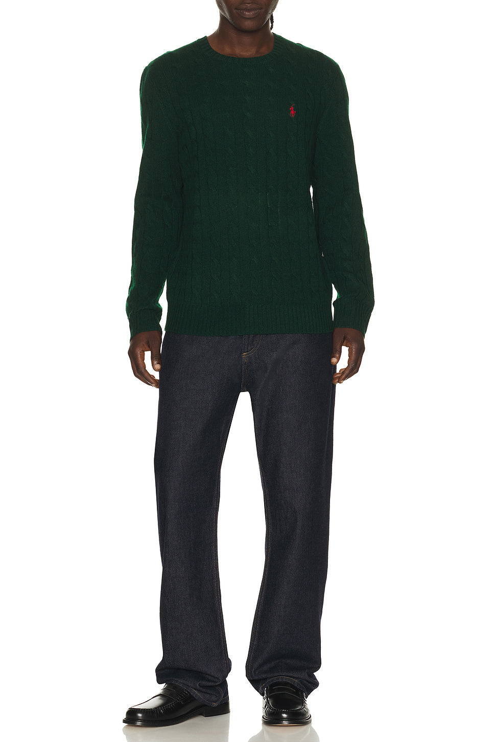 Long Sleeve Wool Cashmere Cable Knit Crewneck Sweater