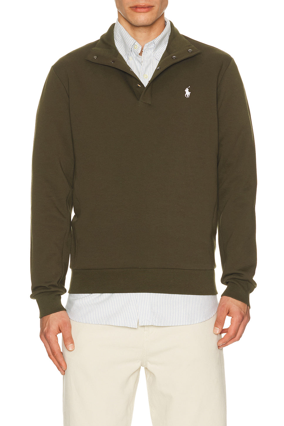 Long Sleeve Double Knit Tech Snap Mocknock Pullover
