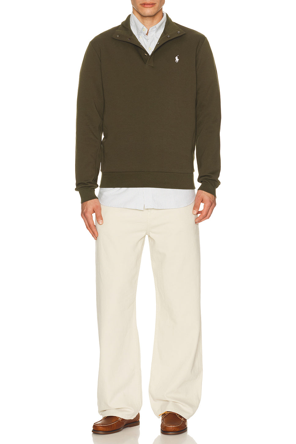 Long Sleeve Double Knit Tech Snap Mocknock Pullover