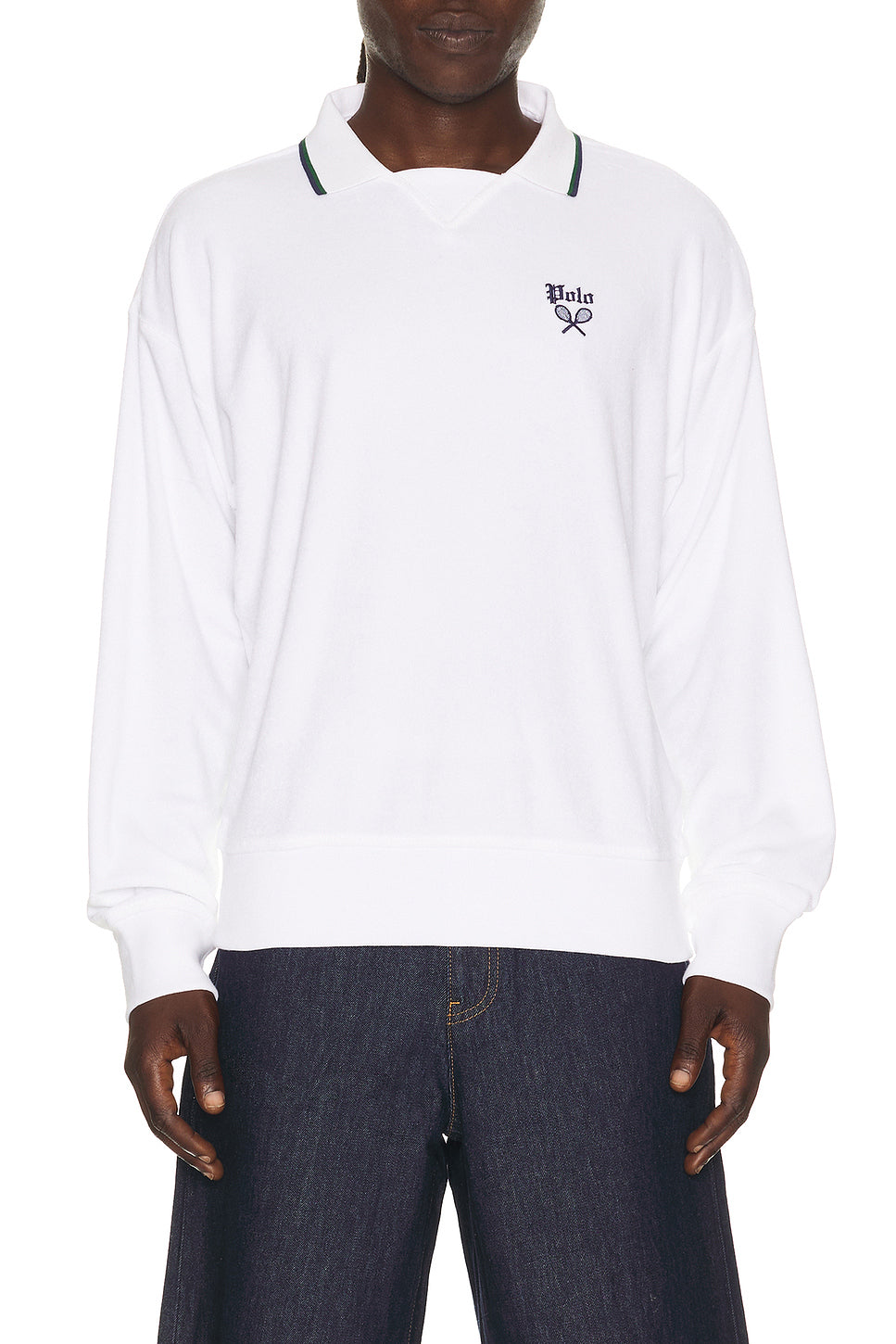 Lightweight Terry Tennis Logo Polo Sweatshirt