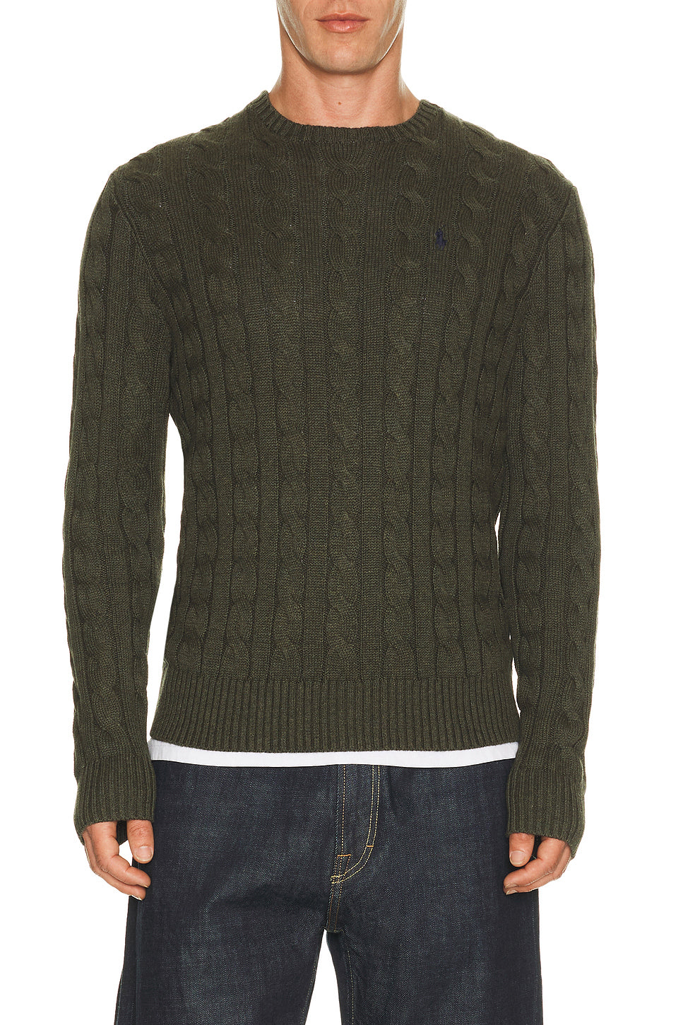 Cotton Cable Knit Crewneck Sweater
