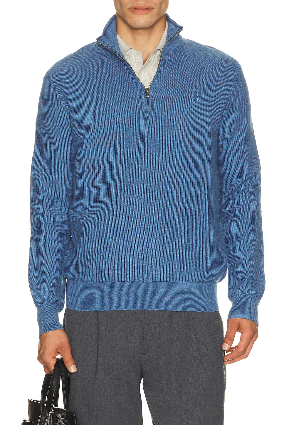 Long Sleeve Cotton 1/2 Zip Pullover Sweater