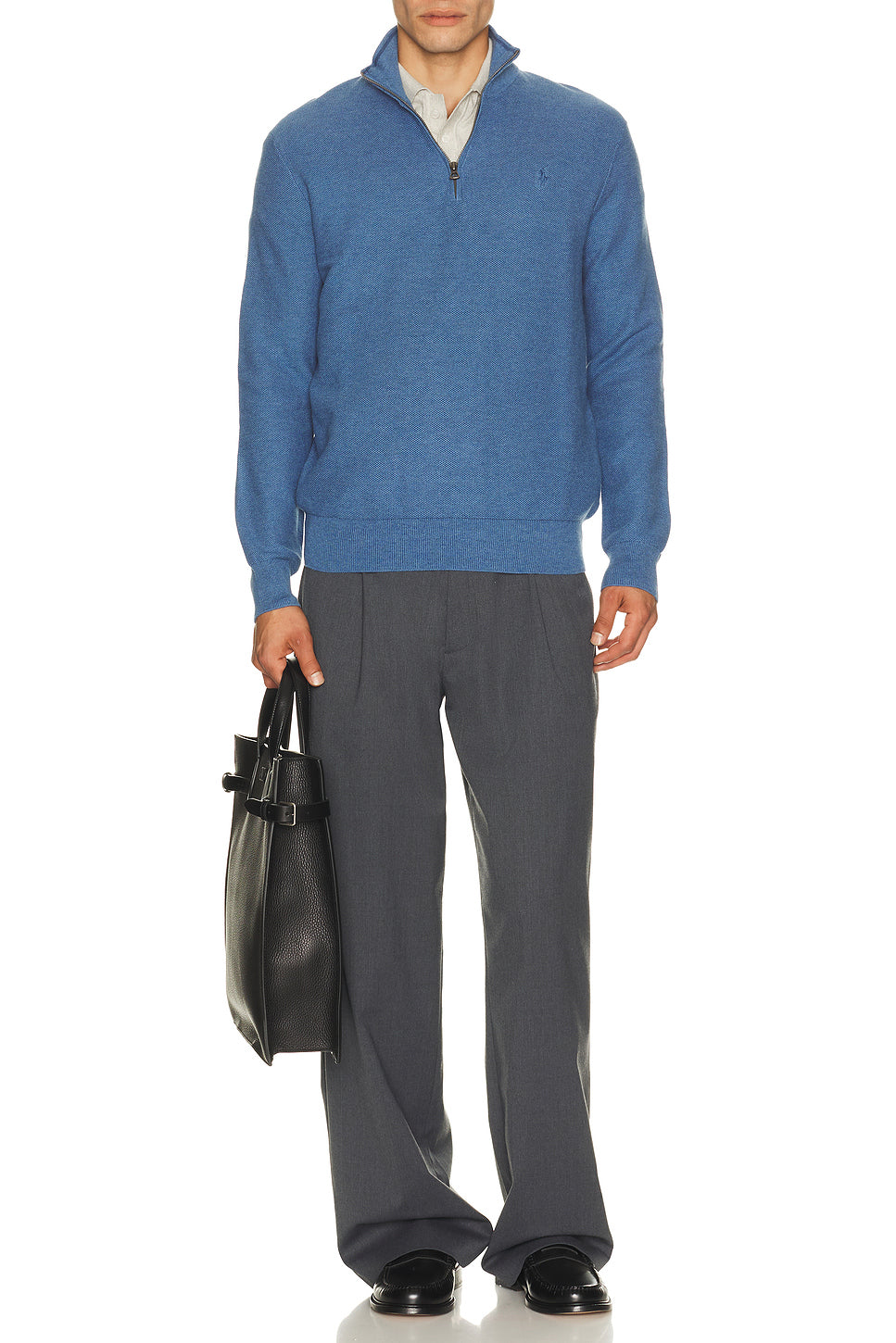 Long Sleeve Cotton 1/2 Zip Pullover Sweater