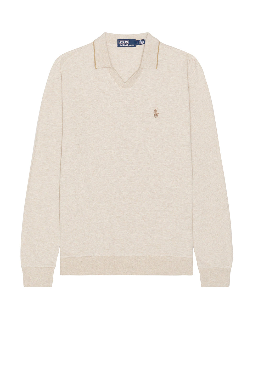 Long Sleeve Textured Johnny Collar Polo