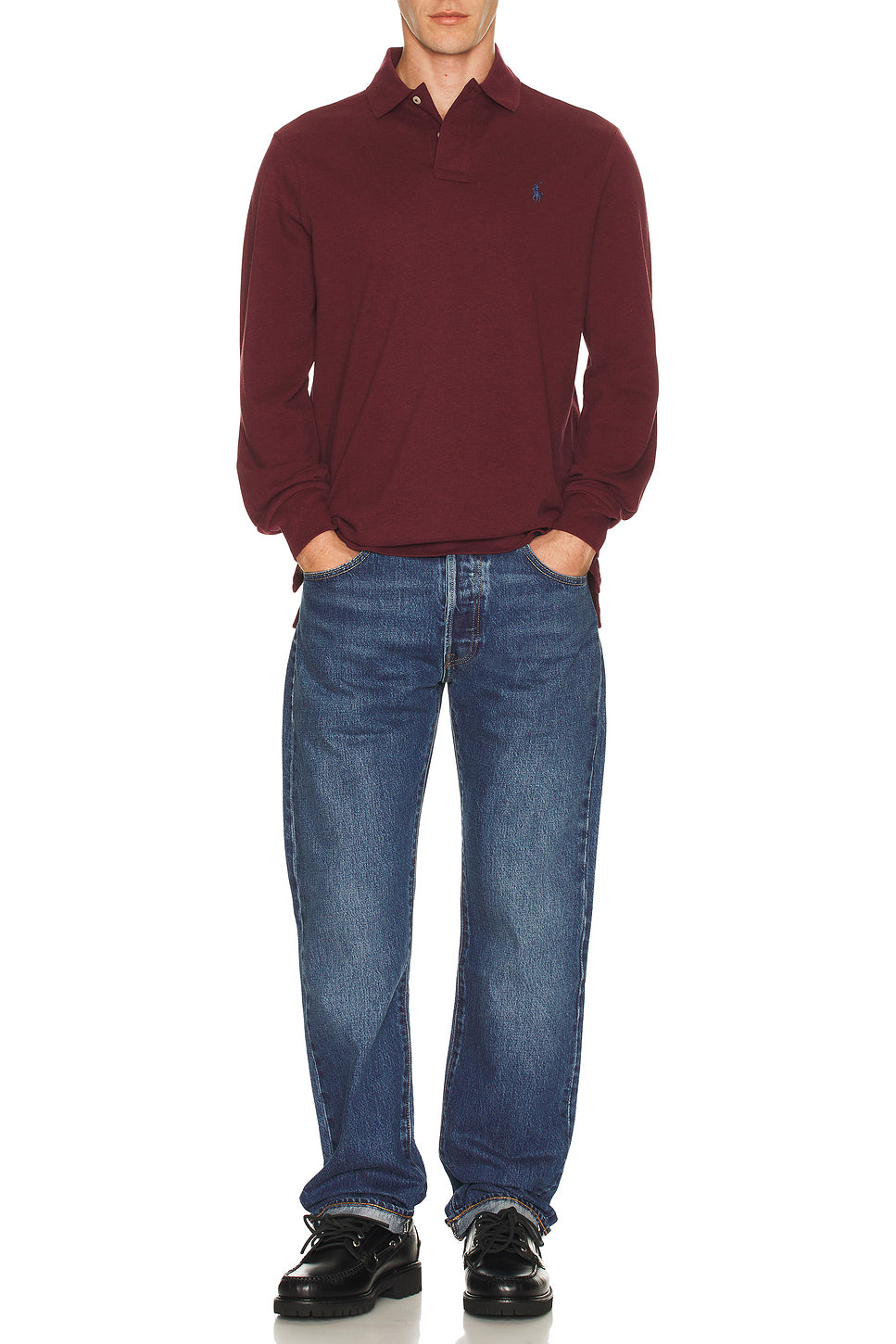 Long Sleeve Mesh Polo