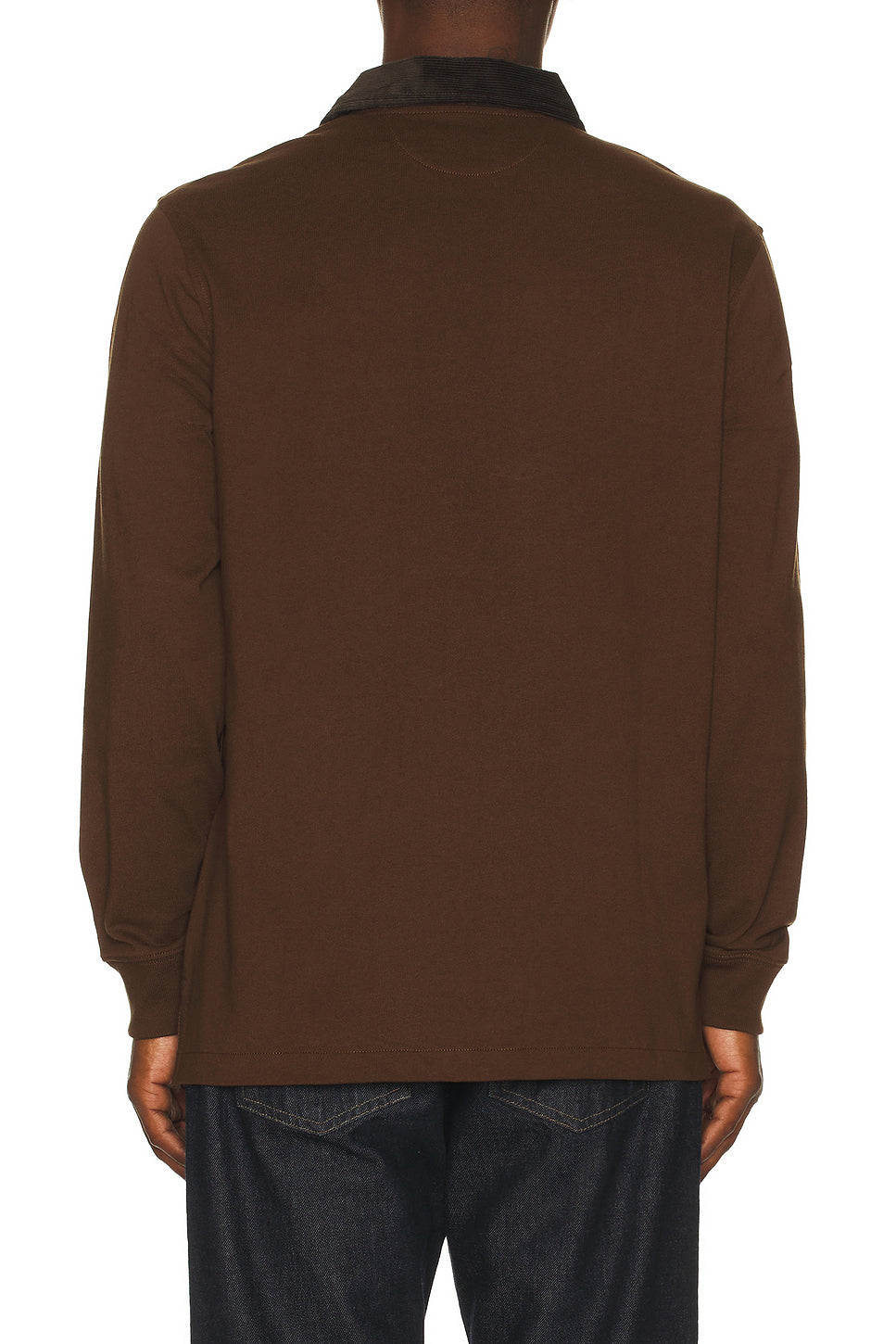 Long-sleeve Jersey Knit Novelty Bear Rugby Polo W/ Cord Collar