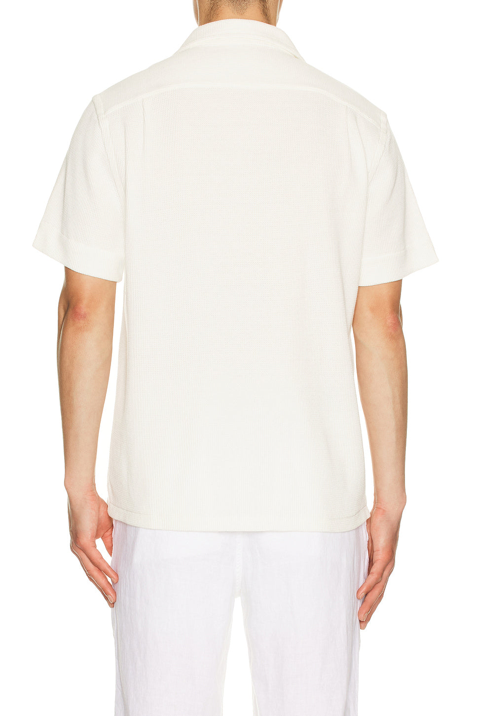 Short Sleeve Cotton Linen Waffle Knit Andy Camp Shirt