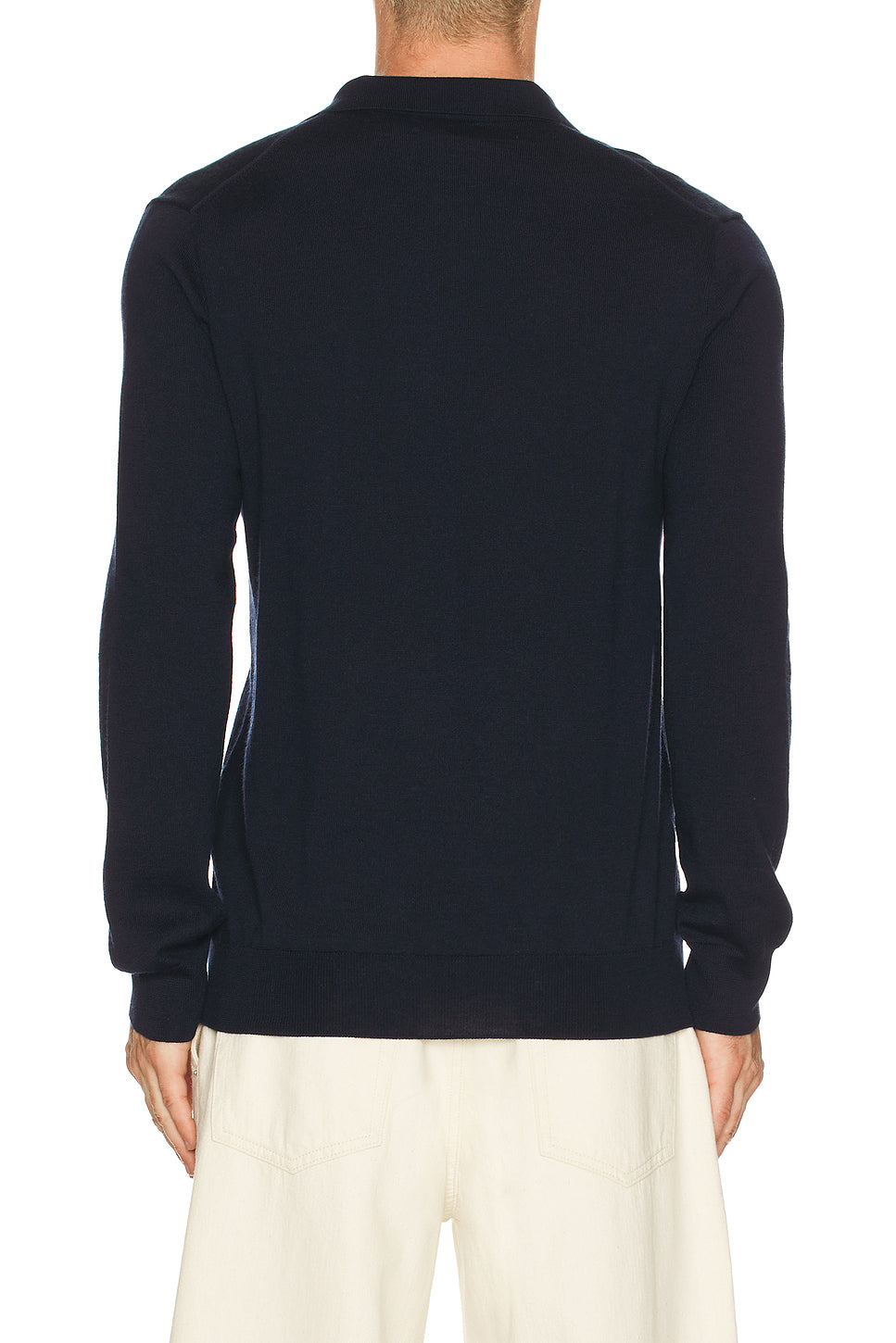Long Sleeve Merino Wool Button Placket Polo Sweater