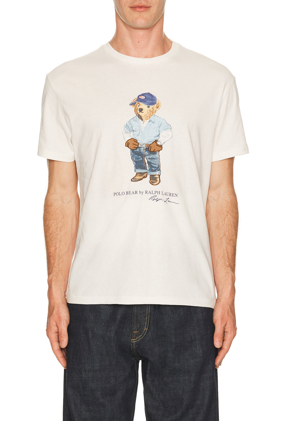 Short Sleeve Jersey Knit Novelty Denim Bear Tee