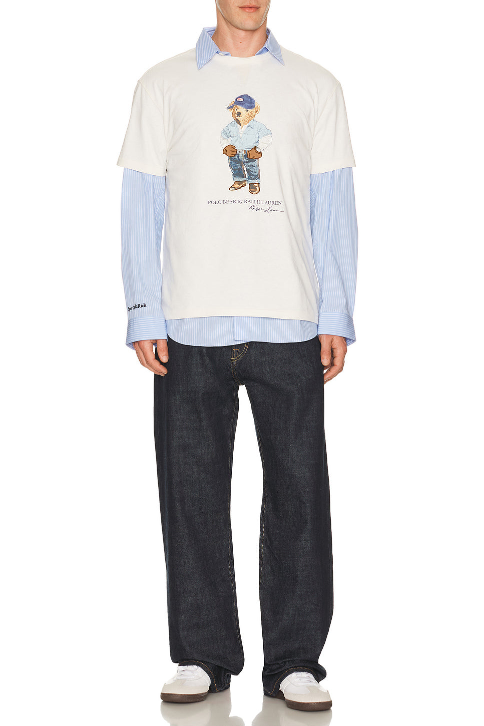 Short Sleeve Jersey Knit Novelty Denim Bear Tee