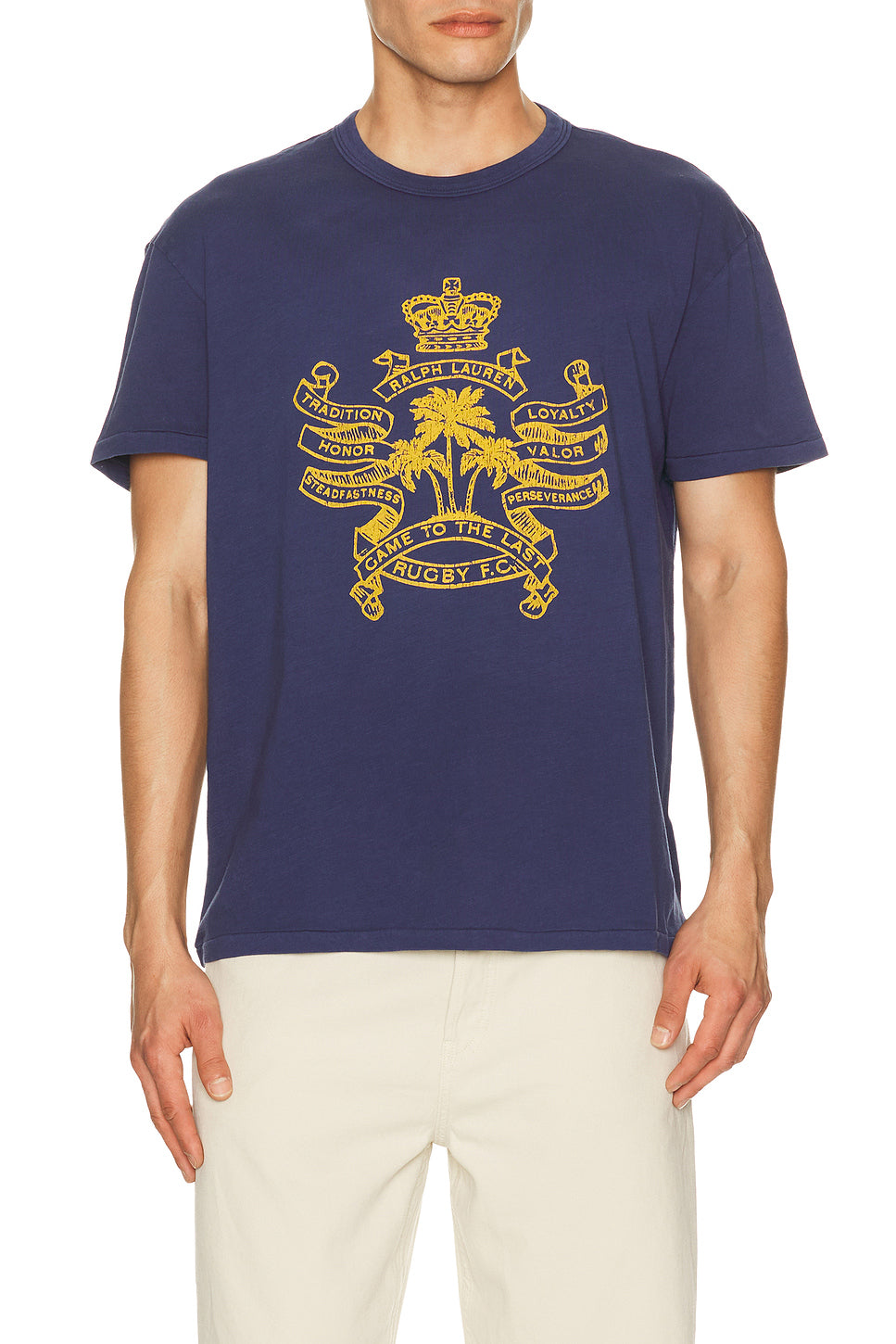 Short Sleeve Uneven Jersey Rugby F.C. Graphic Printed T-Shirt