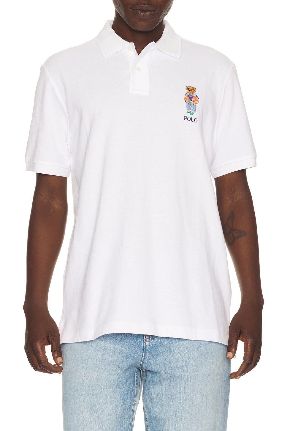 Short Sleeve Basic Mesh Novelty Summer Bear Polo