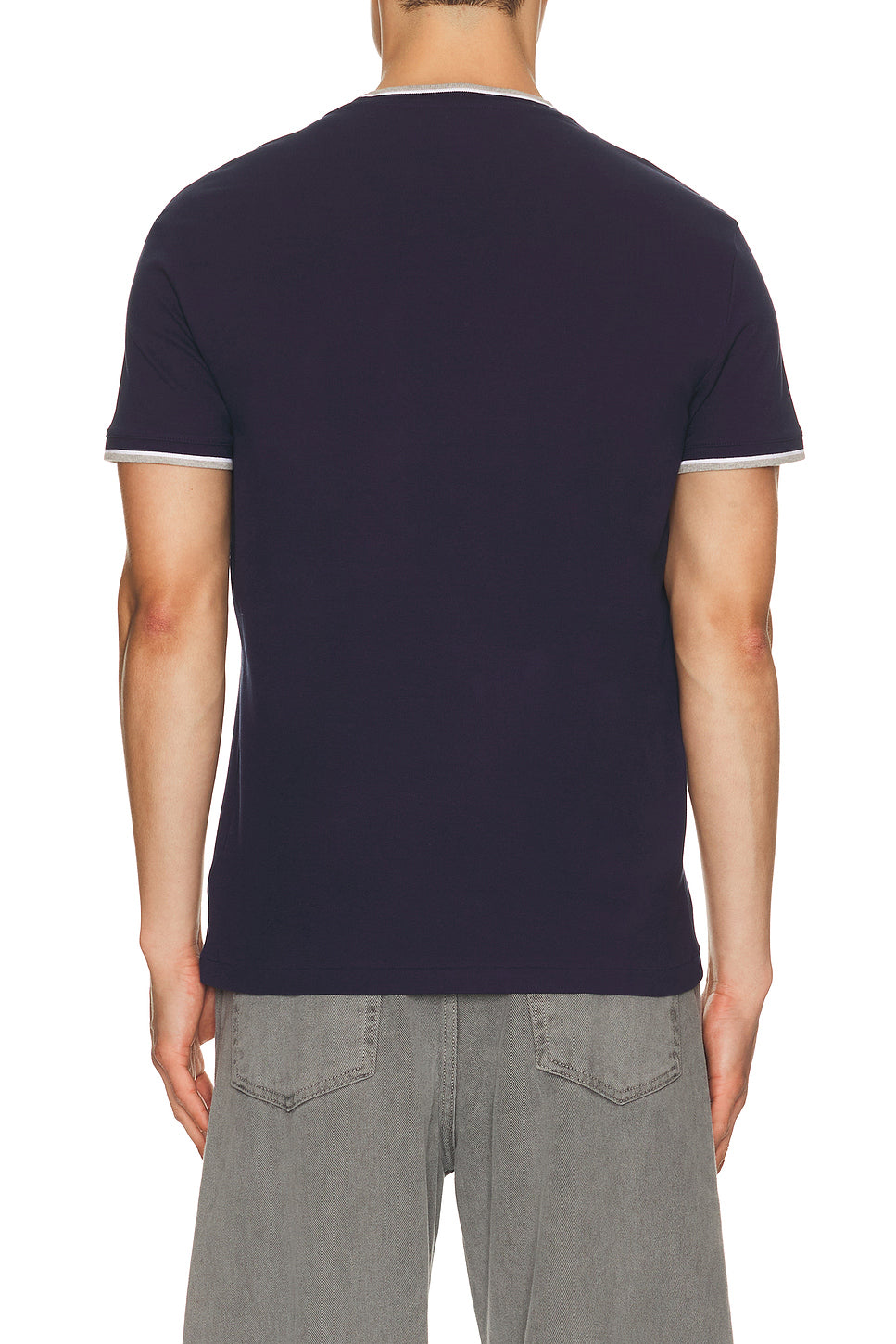 Short Sleeve Stretch Mesh Crewneck Tee With Tipping Collar