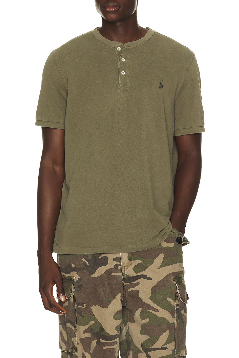 Short Sleeve Garment Dyed Featherweight Mesh Henley T-Shirt