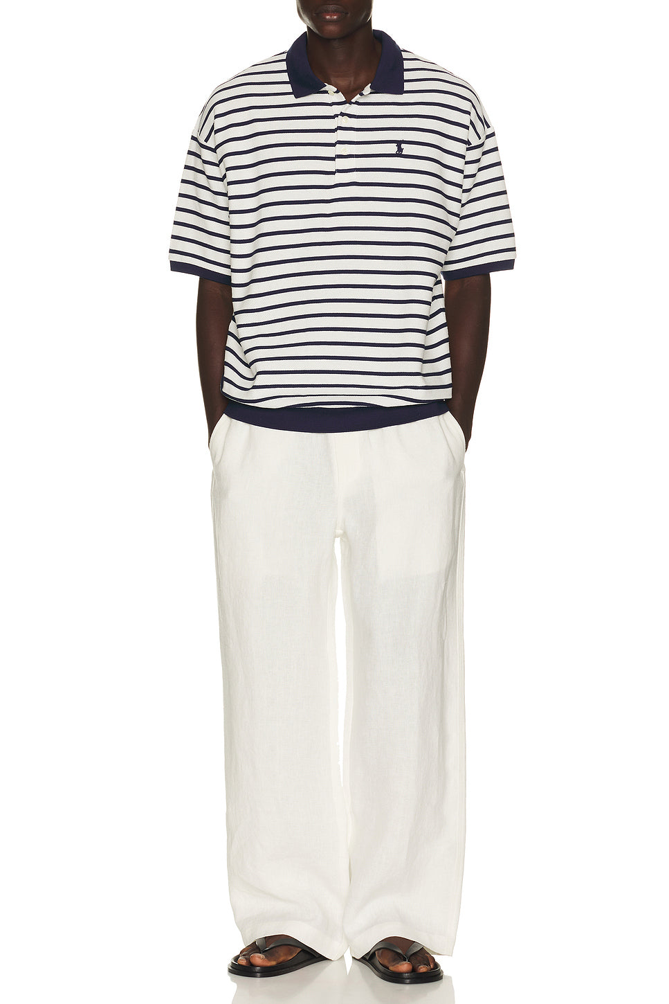 Short Sleeve Yarn Dyed Jacquard Textured Interlock Striped Polo