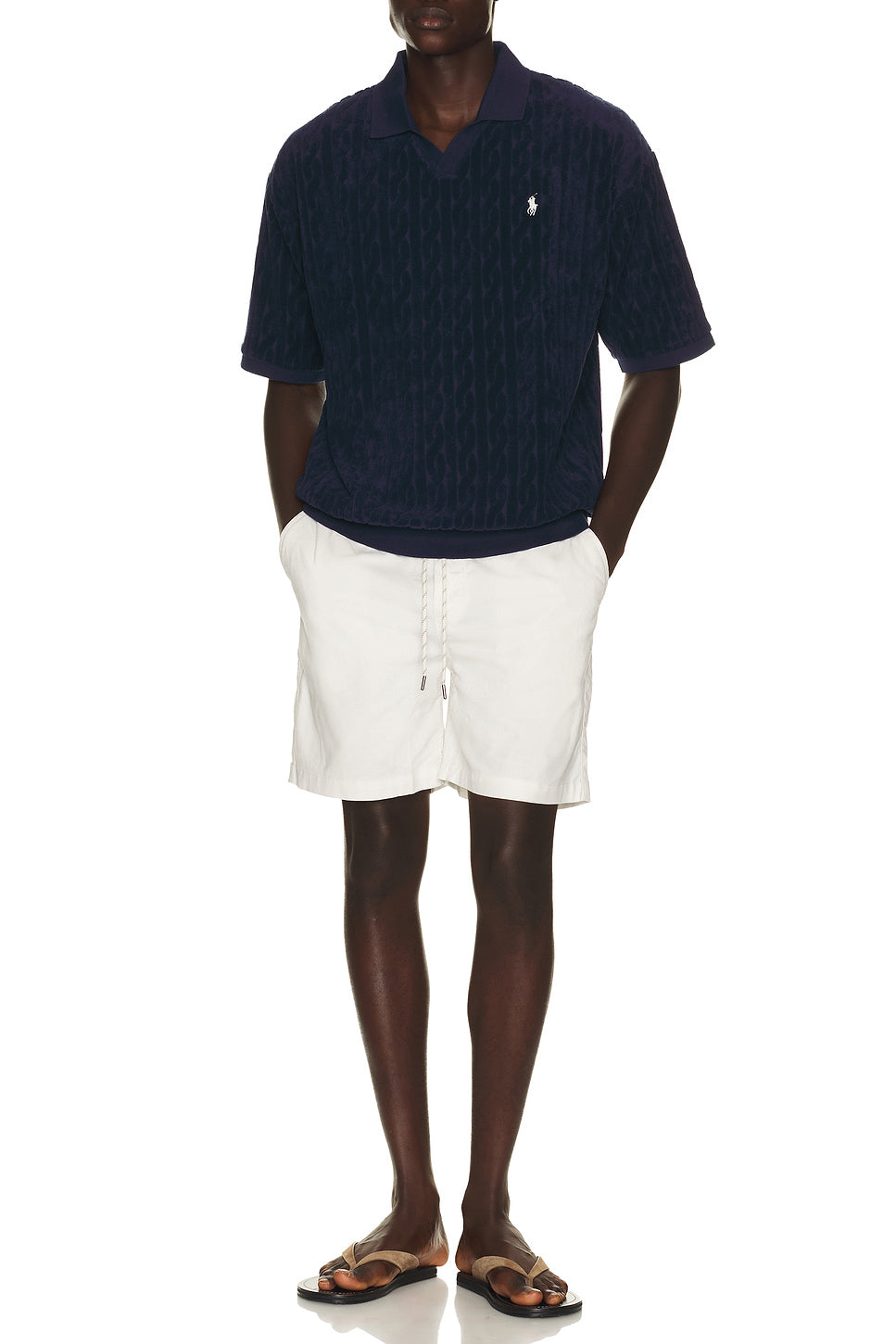 Short Sleeve Cable Terry Johnny Collar Polo