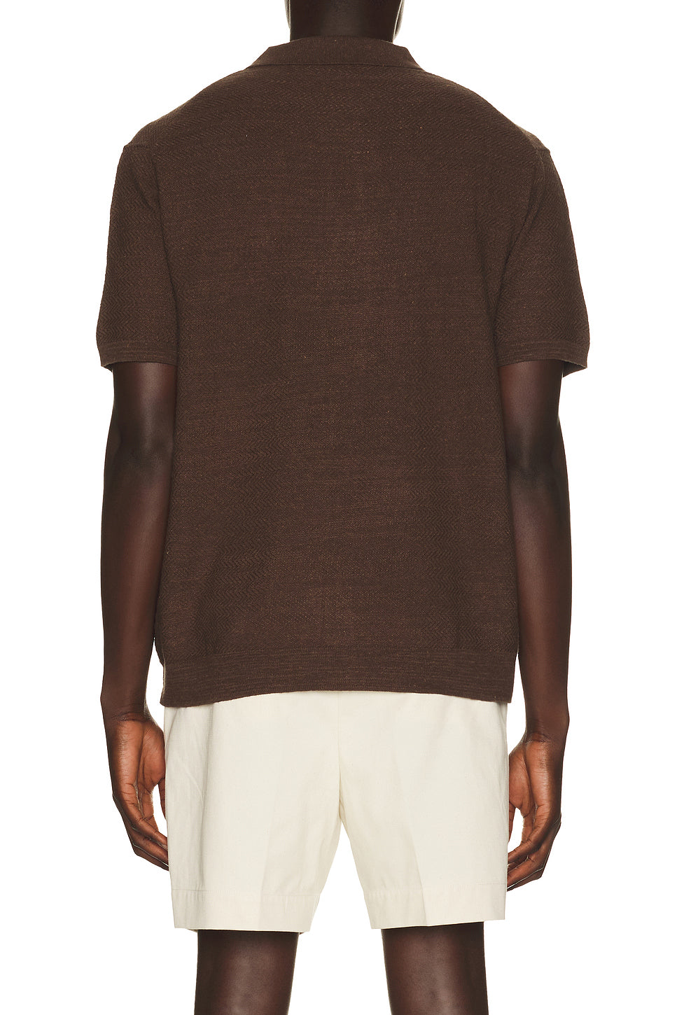 Short Sleeve Cotton Blend Textured Cardigan Sweater With Collar