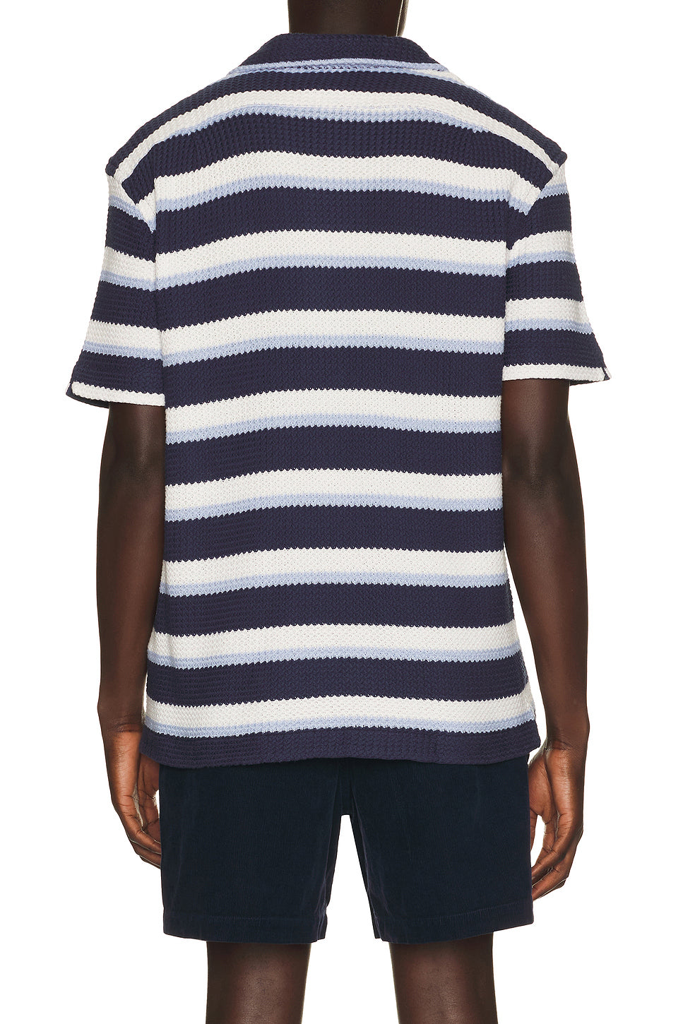 Short Sleeve Yarn Dyed Textured Herringbone Andy Camp Striped Shirt