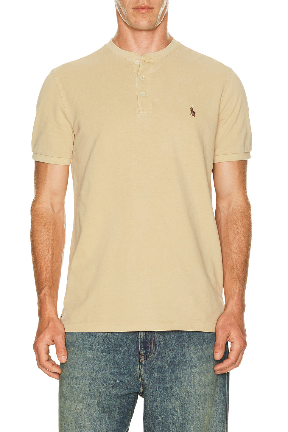 Short Sleeve Garment Dyed Featherweight Mesh Henley T-Shirt