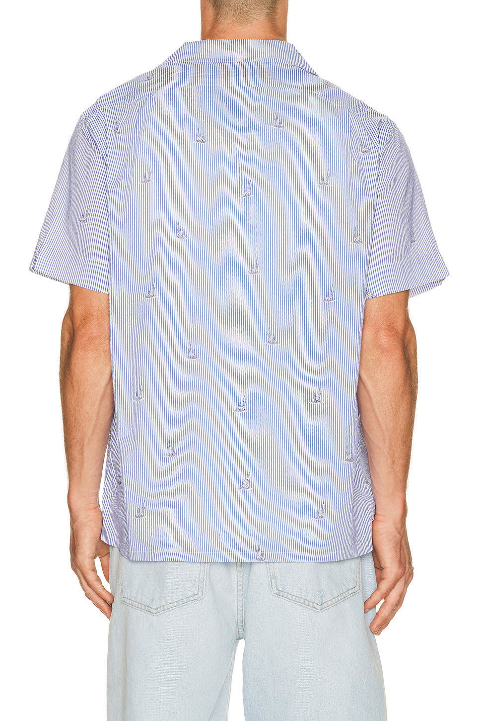 Seersucker Sailboat Print Andy Camp Shirt