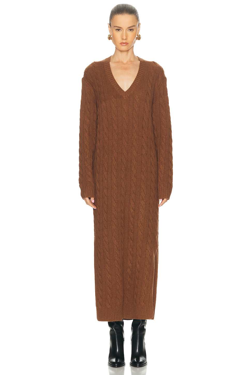 V-Neck Sweater Dress