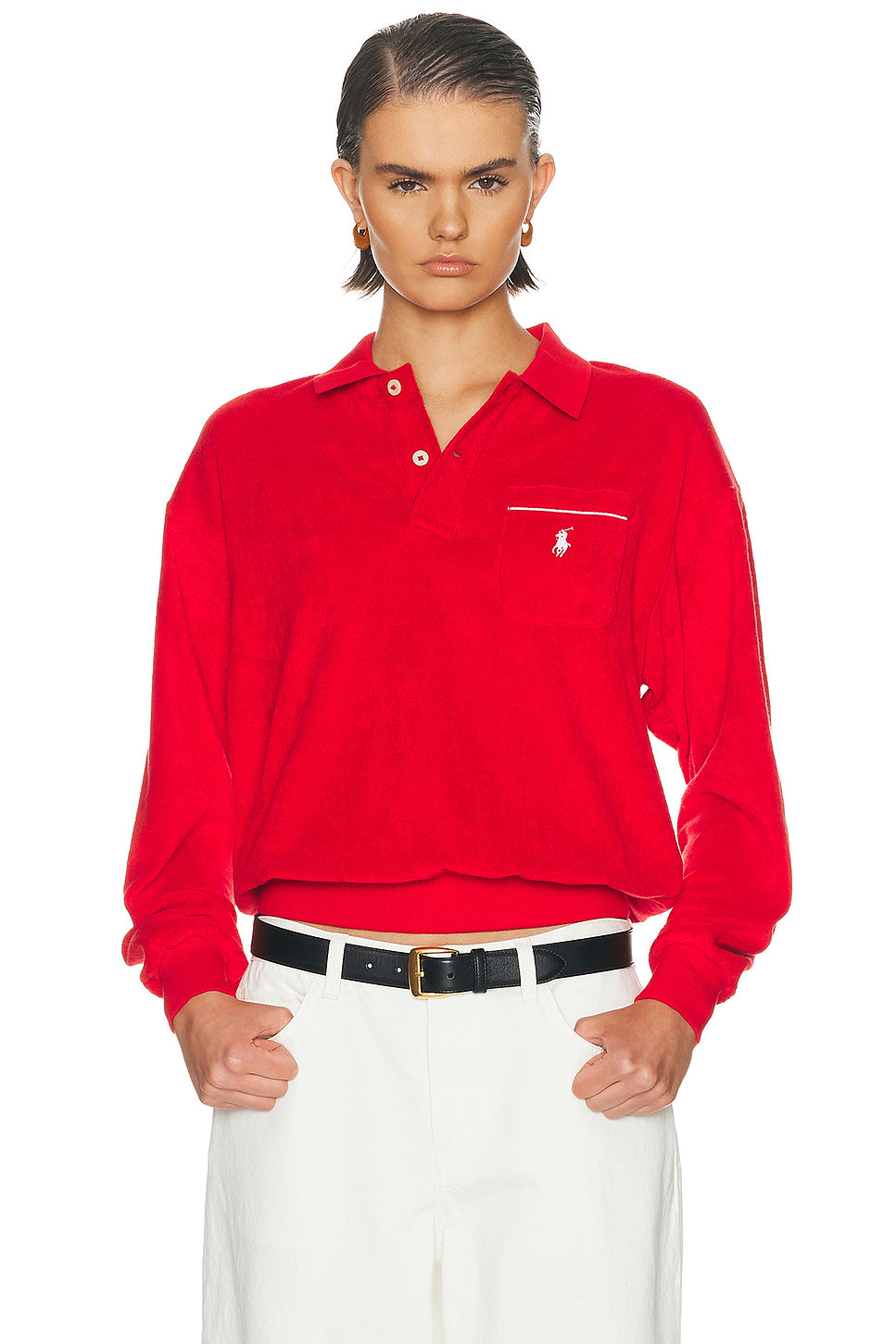 Terry Knit Long Sleeve Pullover Sweater