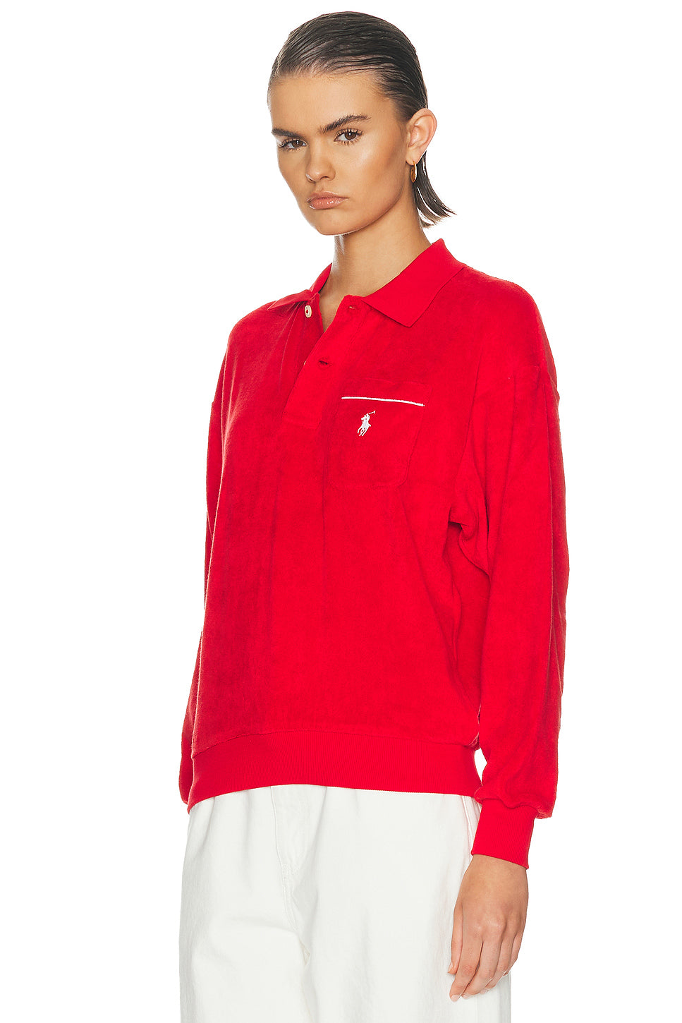 Terry Knit Long Sleeve Pullover Sweater