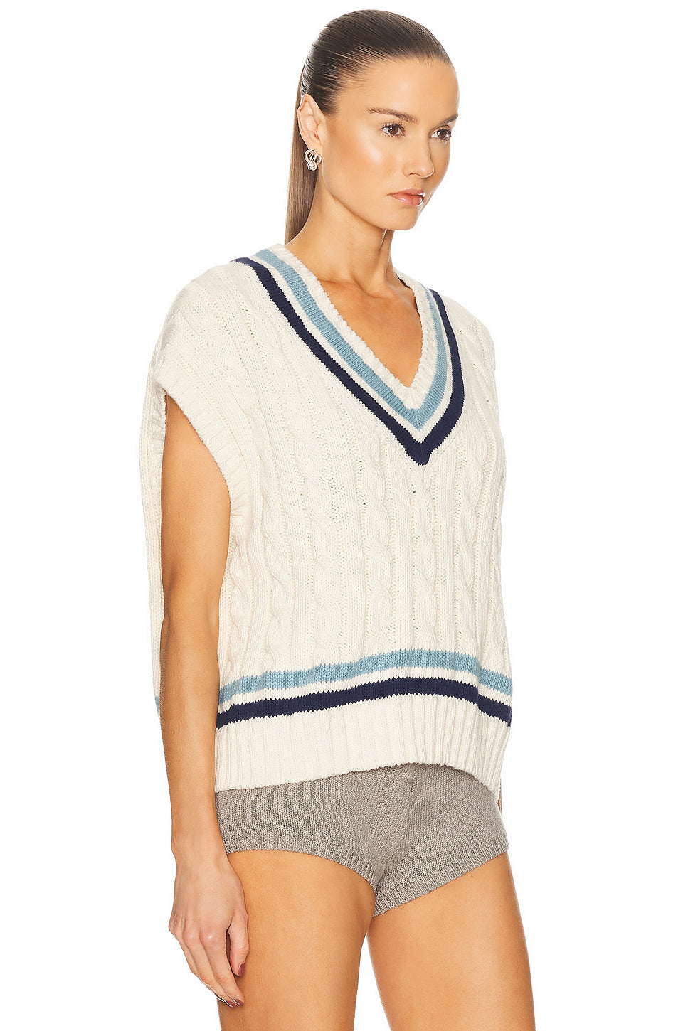 Sleeveless V Neck Pullover Sweater