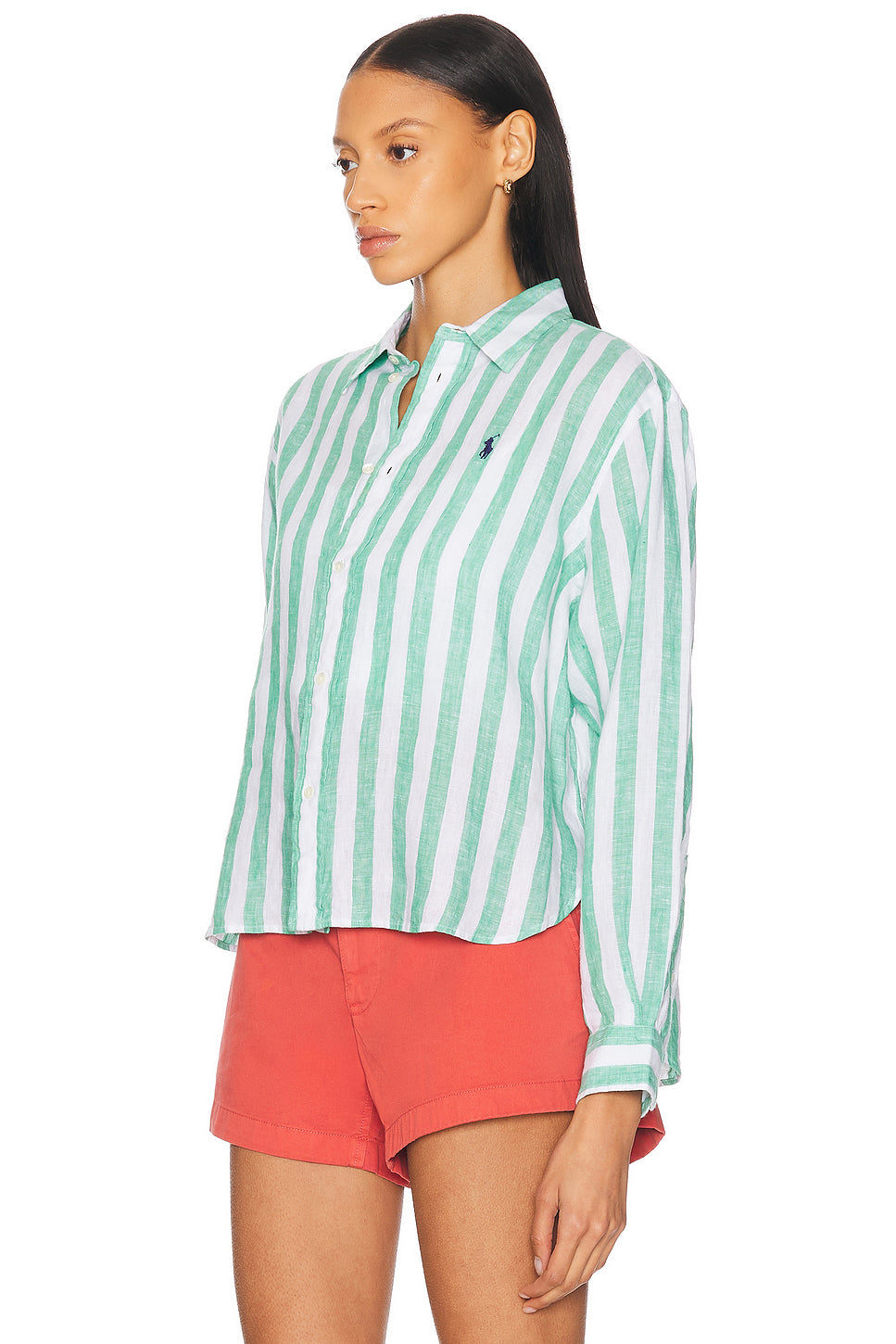 Linen Crop Long Sleeve Shirt