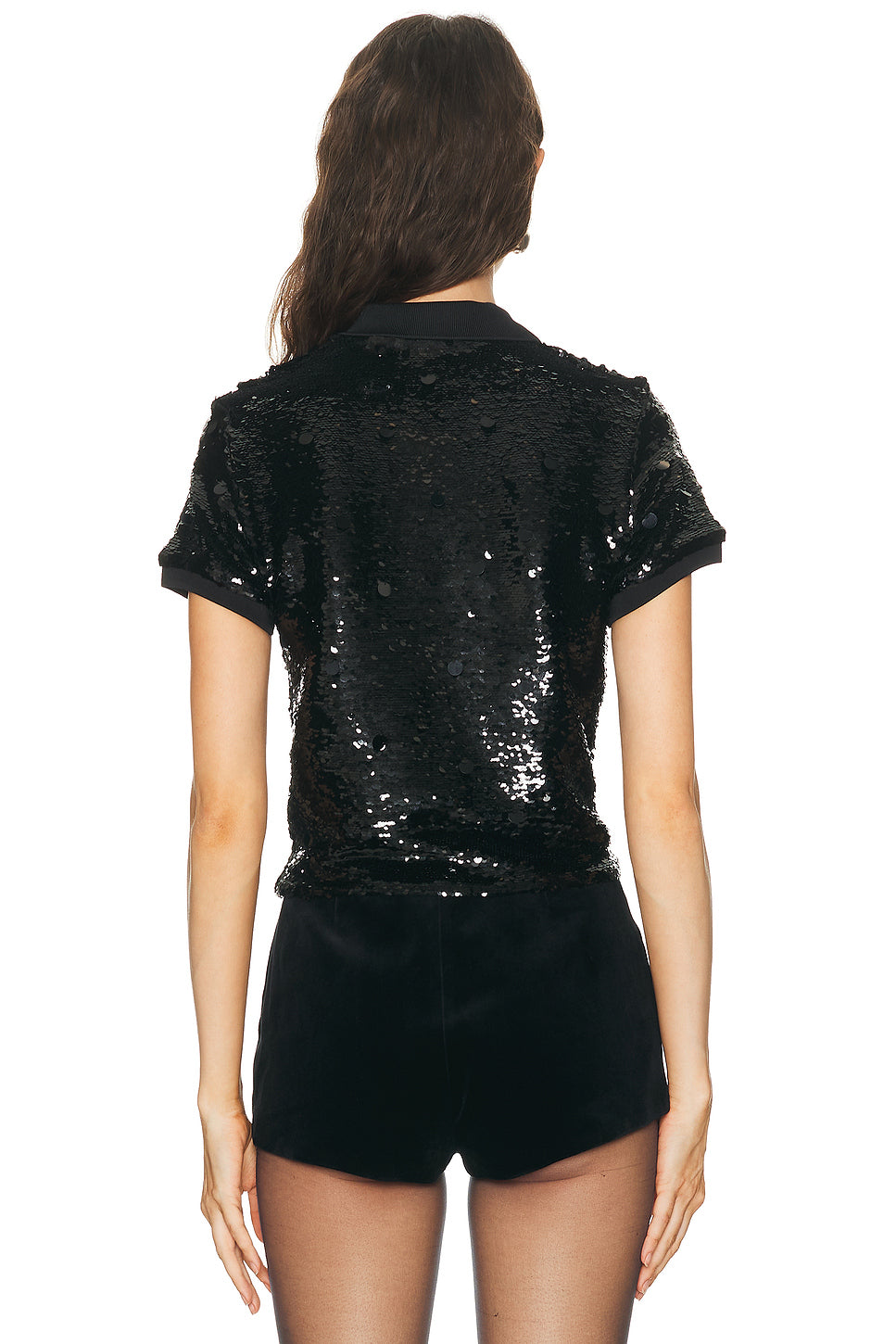 Sequin Polo Top