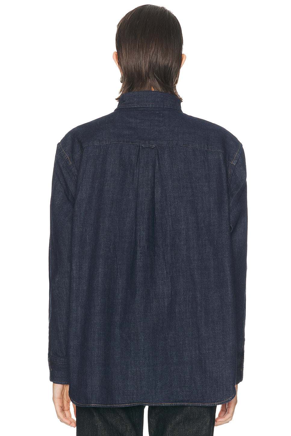 Denim Long Sleeve Collared Shirt