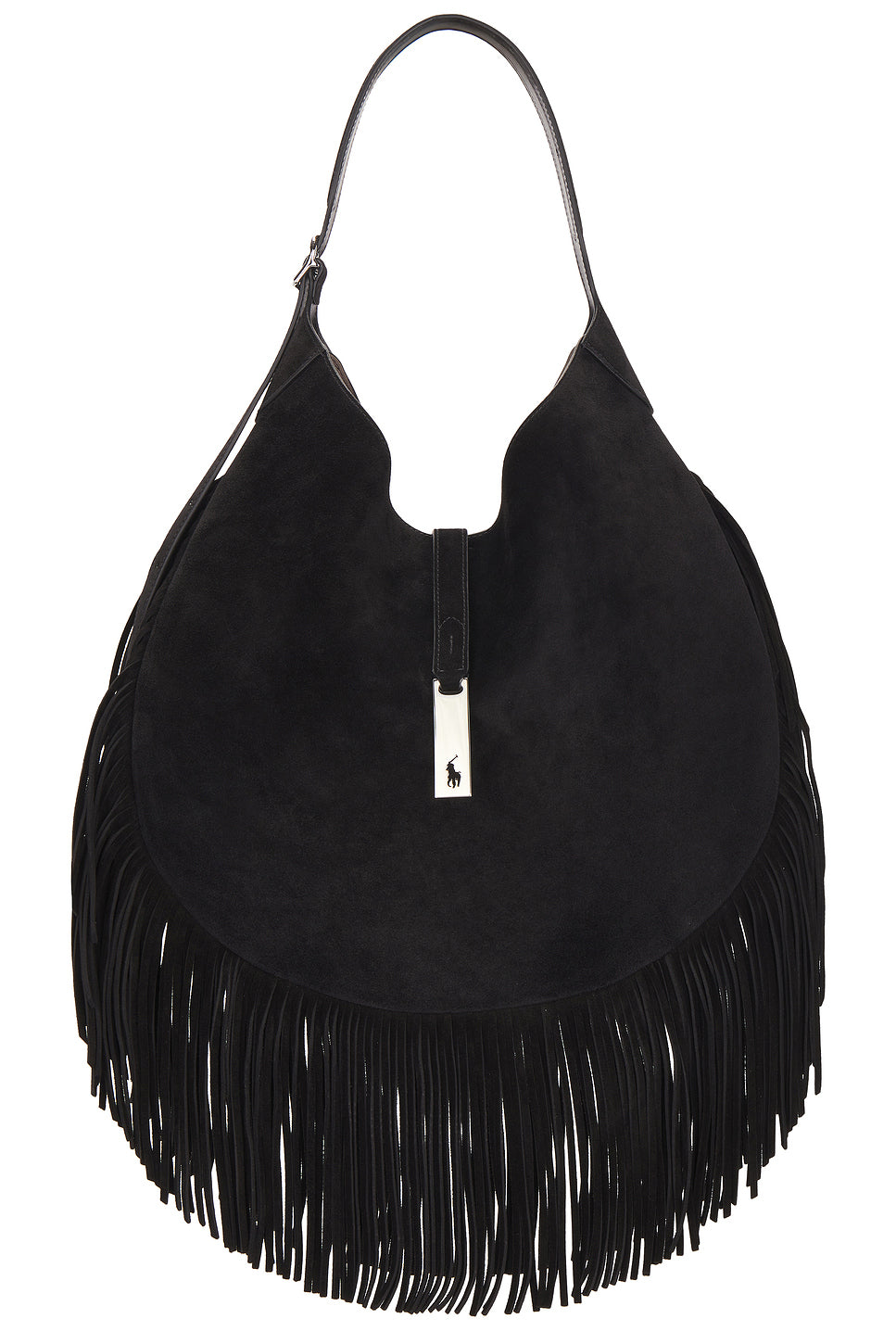 Large Fringe Suede Id Shoulder Bag
