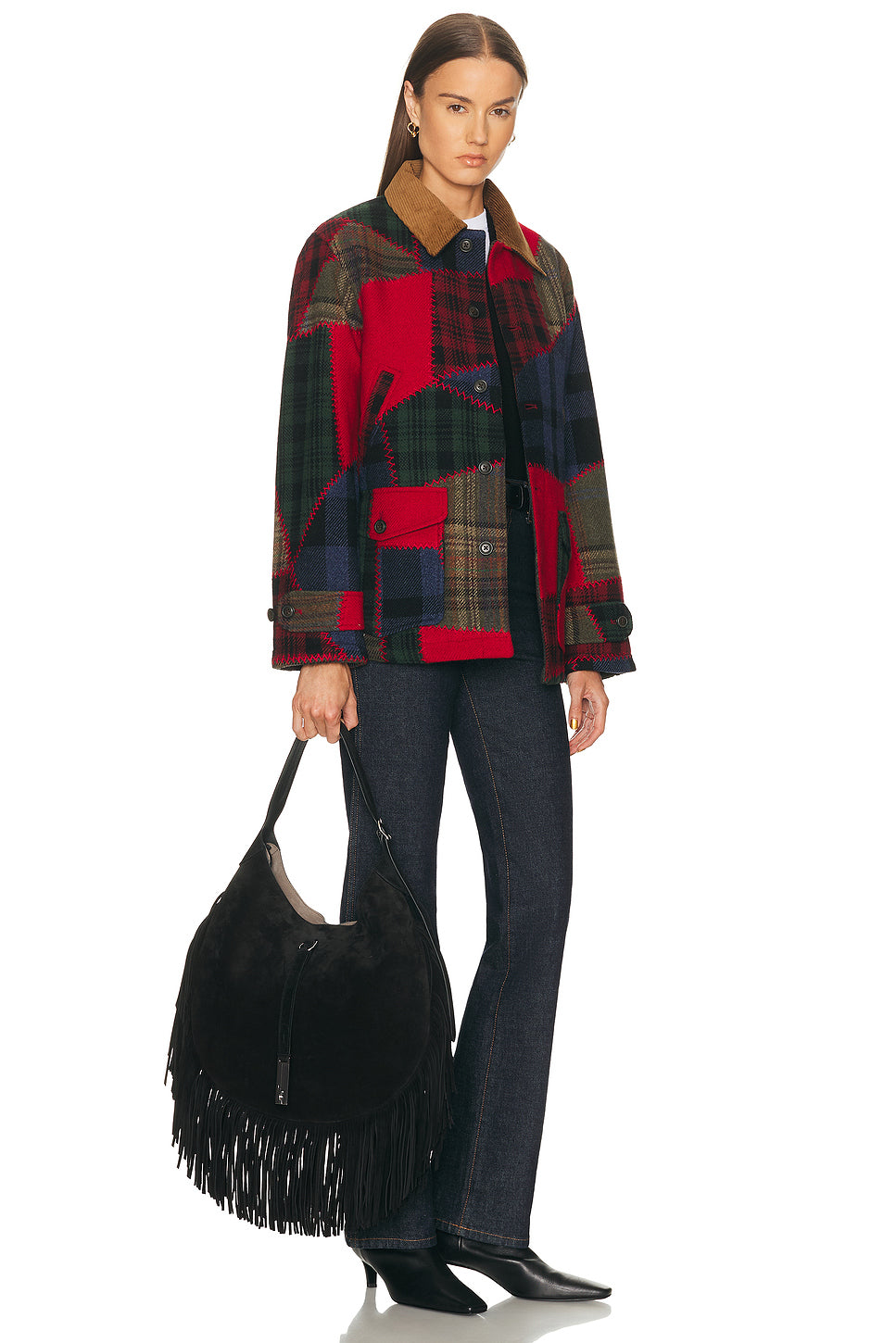 Large Fringe Suede Id Shoulder Bag