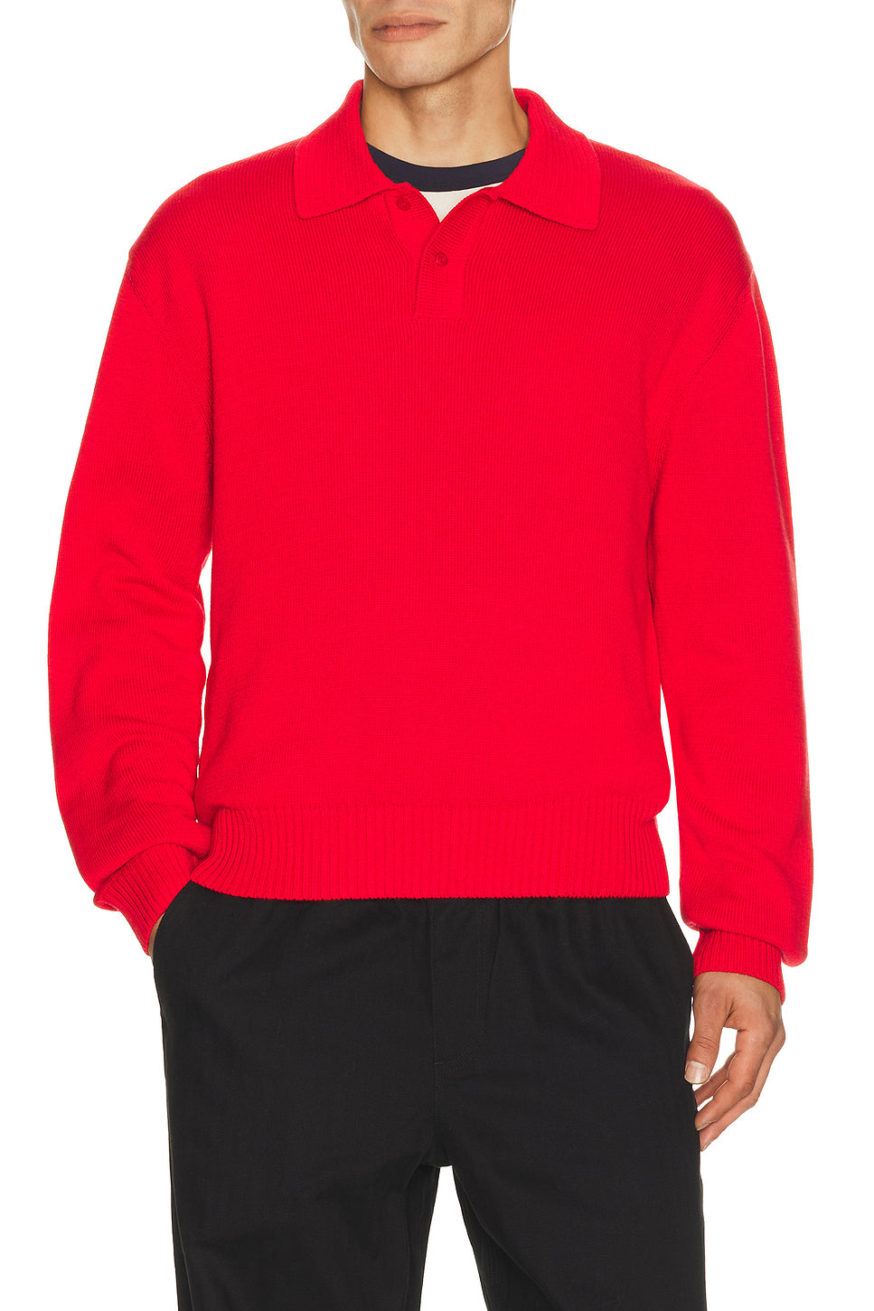 Cotton Long Sleeve Knit Polo