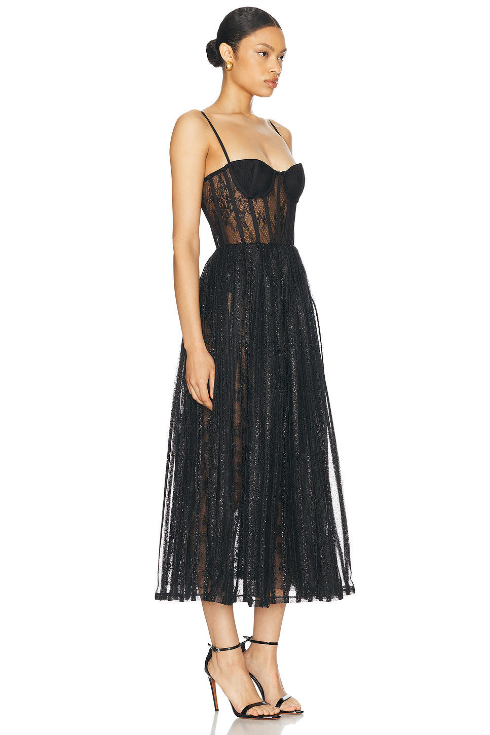 Lurex Tulle Bustier Midi Dress