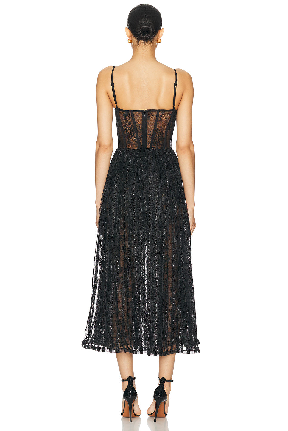 Lurex Tulle Bustier Midi Dress
