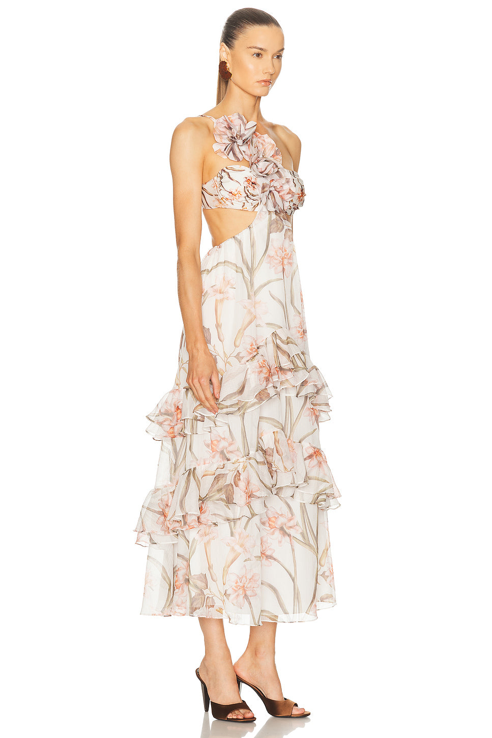 Botanic Retro Flower Applique Beach Dress