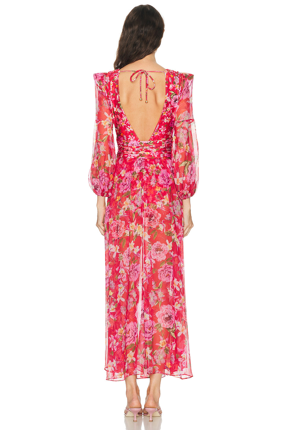 Peony Print Plunge Maxi Dress