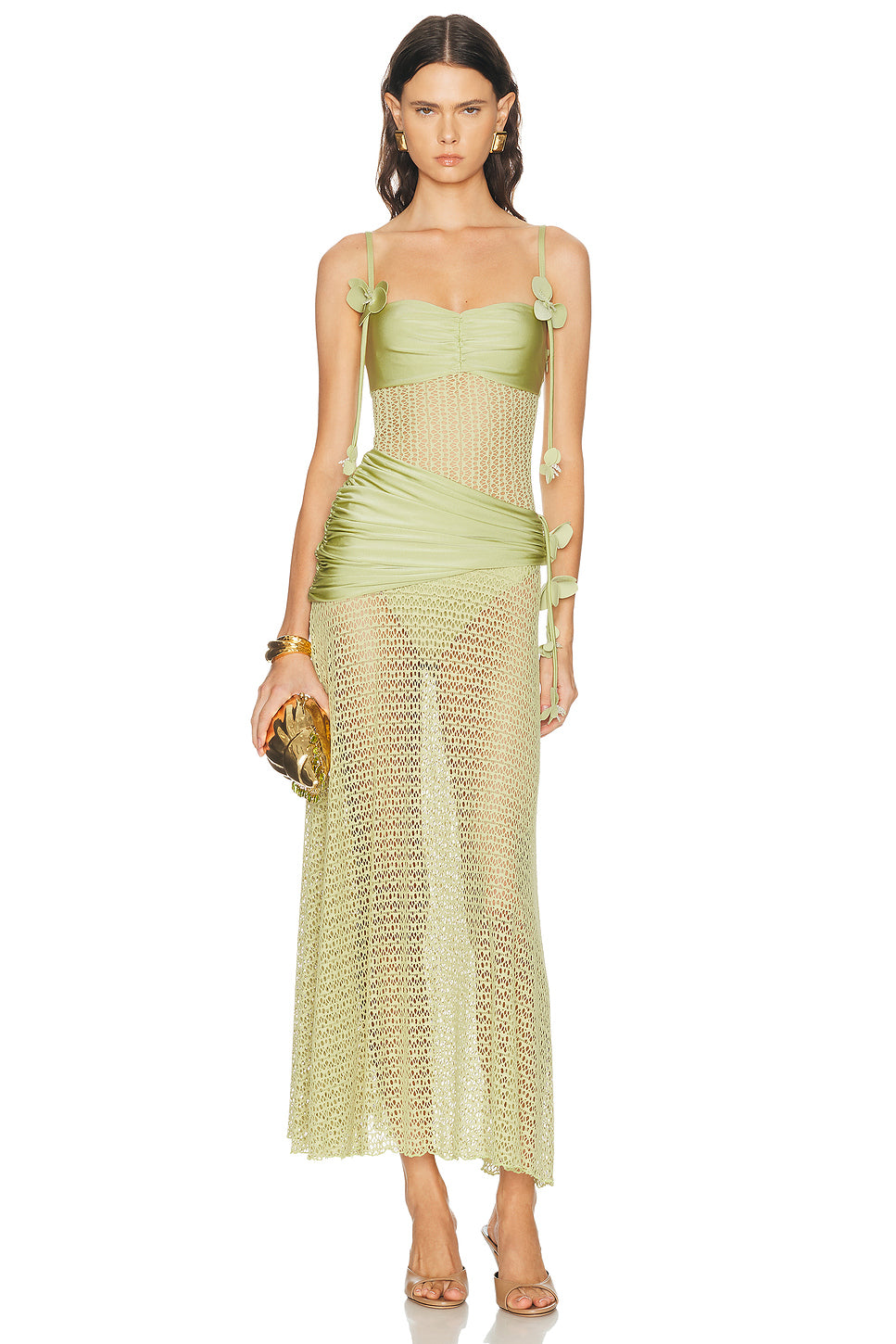 Petal Sheen Flower Applique Beach Dress